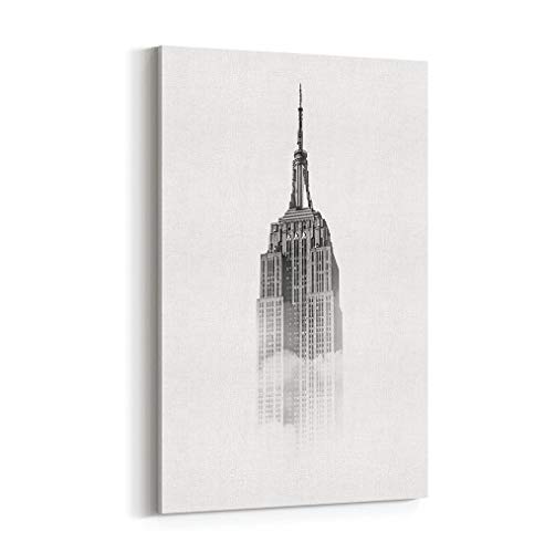 Large Canvas Print Cloudy Skyscraper Empire State Building New York City Architecture Stretched on a Frame for Stylish Modern Living Room Bedroom Home Office Decorations - Wall Art Size 30cm x 40cm