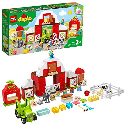LEGO 10952 DUPLO Granero, Tractor y Animales de la Granja Juguete de construccón para Niños de +2 años con Figuritas