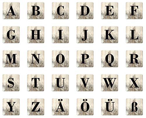 Letras y números creativos de Madera, Estilo rústico, Vintage, diseño Scrabble, 15 x 15 cm