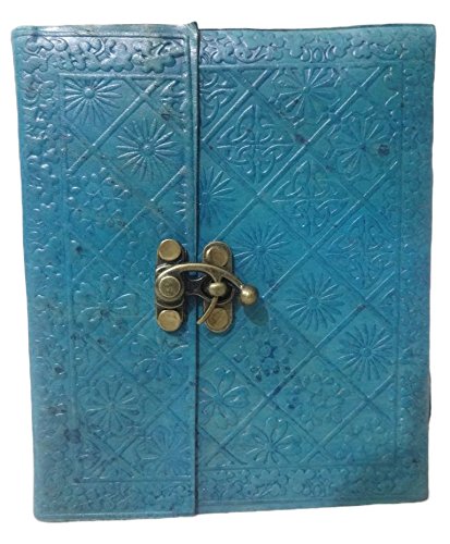 Madosh, diario de cuero genuino antiguo regalo en blanco, diario de papel Wicca colorido libro azul