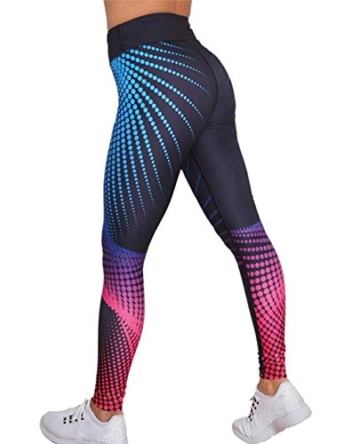 Mallas Deportes Mujer Leggins Yoga Pantalón Medias Deportivas Impresión 3D Gym Pantalones Deportivos Elástico Polainas para Running Pilates Fitness Ejercicio (Multicolor, S)
