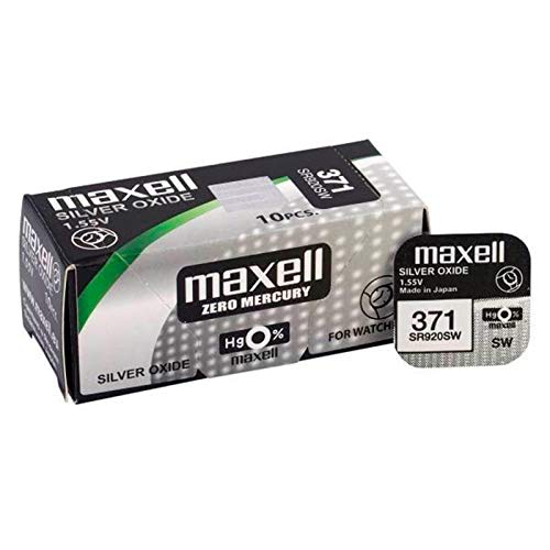 MAXELL Pila Boton Oxido De Plata 371 / SR920SW (Caja 10 Pilas)