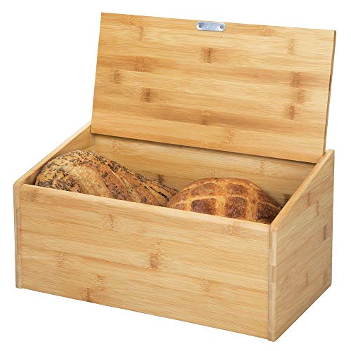 mDesign Panera de Madera – Caja de Pan con Tapa para Cierre hermético – Caja de almacenaje de Pan respetuosa con el Medio Ambiente y Elegante – Color Natural
