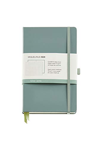 Miquelrius - Cuaderno bonito de notas, cubierta rígida símil resistente, cierre goma, tamaño 130 x 210 mm, 192 páginas lisas de 80 g/m², color verde