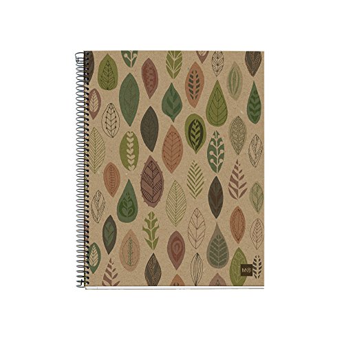 MIQUELRIUS - Cuaderno Notebook 100% Reciclado - 4 franjas de color, A4, 120 Hojas cuadriculadas 5mm, Papel 80 g, 4 Taladros, Cubierta de Cartón Reciclado, Diseño Ecohojas