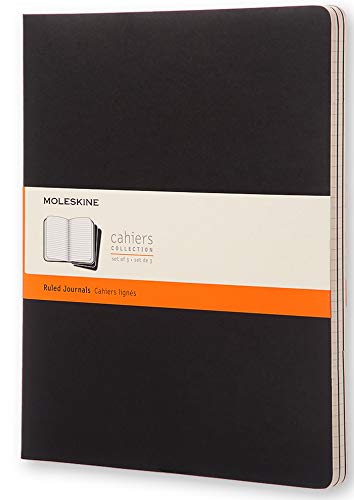 Moleskine Cahier - Diario a rayas extragrande, color negro (3 piezas)