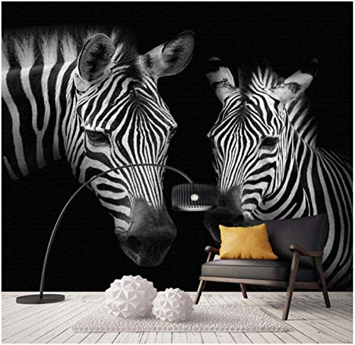 Mural 3D Cebra animal negra imagen 3D Murales personalizados Papel tapiz 3D estéreo Foto Pintura mural Sala de estar Dormitorio-350x256cm