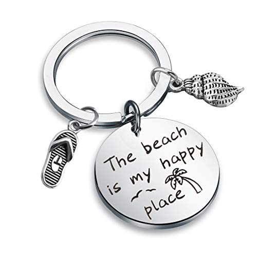 MYSOMY - Llavero con texto en inglés "The Beach is My Happy Place", regalo para amantes de la playa