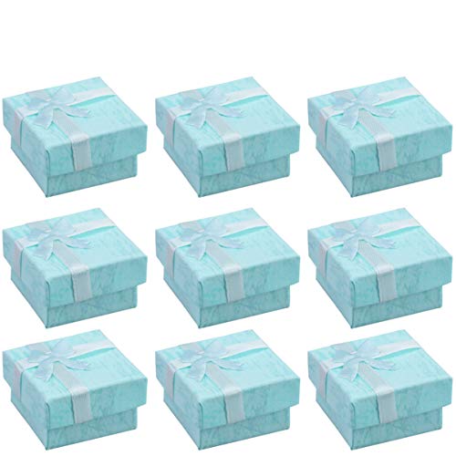 NICEXMAS 24 Piezas Juego de Cajas de Regalos Cajas de Regalo de Joyería Cajas de Cartón para Joyas Anillos Colgantes Pendientes Collares Cajas para Aniversarios Bodas Cumpleaños Azul Cielo