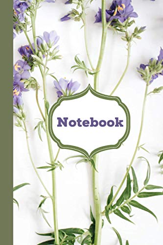 Notebook: A Journal to hold the moment of your life and love, 6*9-inch Floral Texture Matte Cover with Bluebell flower Green Leaves, branches on white ... in the corners, Artistic Introductory pages