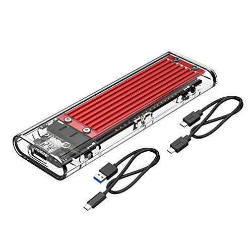 ORICO Carcasa NVMe M.2 para SSD de PCIe - Caja Adaptador USB 3.1 Gen 2 Type-C 10 Gbps para para SSD M2 de 2280(PCIe, NVMe, M-Key) - Roja & Transparente