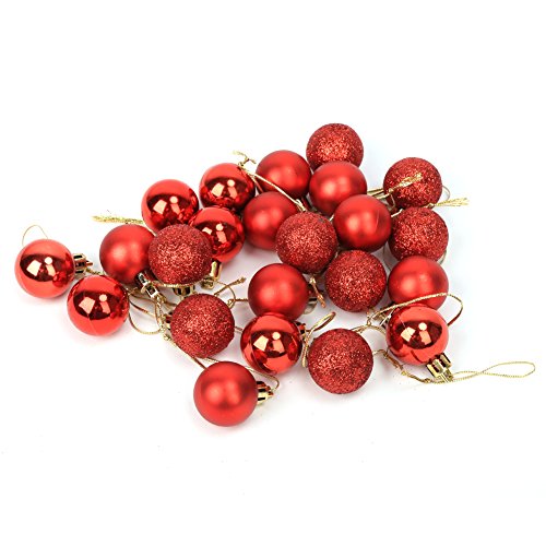 Pack de 2 (48pcs) Decoración Del Árbol De Navidad Gotas De Bolas Artificiales Adornos Colgantes Adornos Colgantes Para Interiores (Rojo)