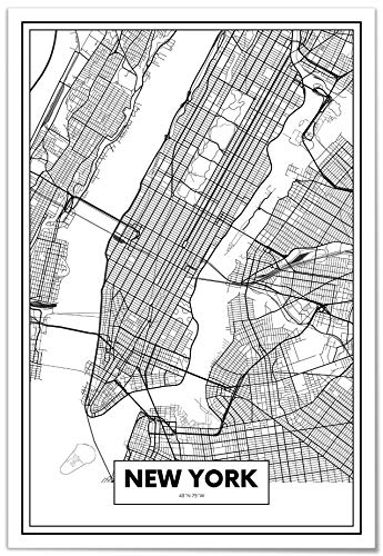 Panorama Póster Mapa de Nueva York 21x30cm - Impreso en Papel 250gr - Póster Pared - Cuadros Modernos Decoración Salón - Cuadros para Dormitorio - Póster Decorativos