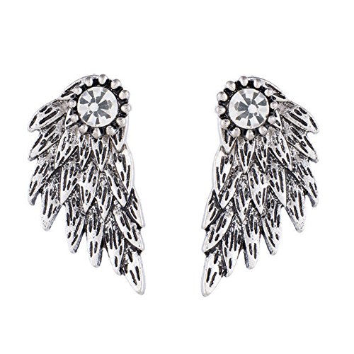Pendientes para mujeres de lujo de UXELY, con diseño de alas de ángel retro, pendientes modernos de estilo gótico, pendientes con diamantes de imitación