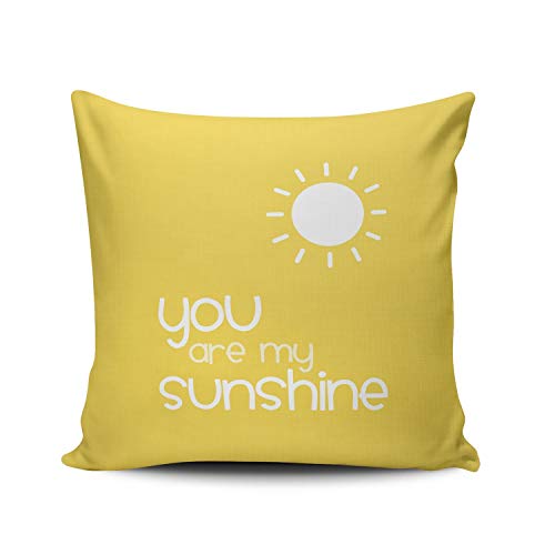 phjyjyeu Custom Fashion Home Decor Pillowcase Yellow You Are My Sunshine Square Throw Pillow Cover Cushion Case 18x18 Inches One Sided Print 16" X 16"（IN）
