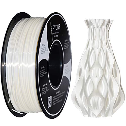 PLA Filamento 1.75mm Blanco Seda, ERYONE Seda Brillante Filamentos PLA 1.75mm, 3D Impresora Filamento PLA for 3D Impresoras and 3D Pen, 1kg 1 Carrete