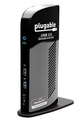 Plugable Docking Station Universal USB 3.0 para Windows y Mac (Video Dual HDMI y DVI/VGA, Gigabit Ethernet, Audio, 6 Puertos USB)