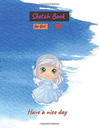 Sketch Book for Girl Abstract hand drawn watercolor blue stain background cover, 100 pages - Large(8.5 x 11 inches)