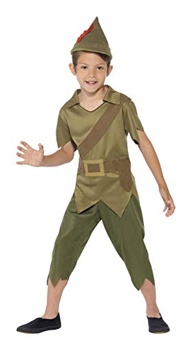 Smiffys-44063M Disfraz de Robin Hood, con Sombrero, Parte de Arriba y pantalón, Color Verde, M-Edad 7-9 años (Smiffy'S 44063M)