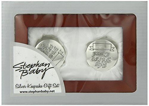 Stephan Baby Satin-Lined Rosewood Keepsake Box with Silver Plated First Tooth and First Curl Boxes by Stephan Baby