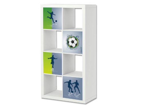 Stikkipix Fútbol Cascarillo para muebles | ER04 | Adhesivos adecuados para el estante EXPEDIT/KALLAX de IKEA (mueble no incluido)