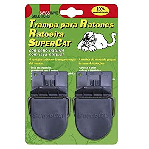 Supercat 14040400 Trampa Ratones Plastico (Blister 2 Piezas), Black