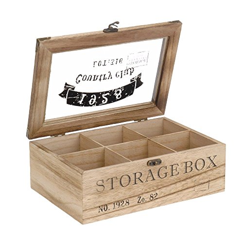 ToCi – Caja para té de madera en estilo rústico con 6 o 9 compartimentos Modell 1