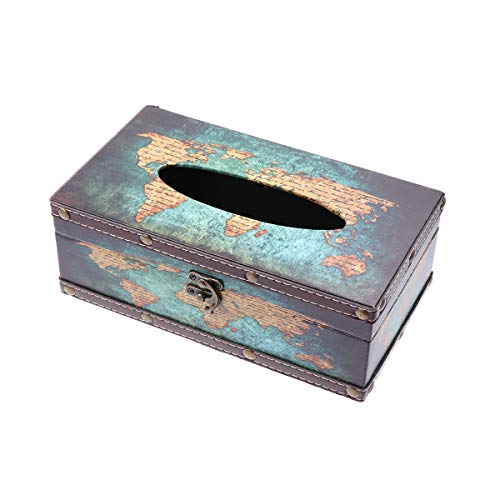 TOPBATHY Caja de pañuelos de madera retro de tejido de madera rectangular de papel de la cubierta del caso del titular de la servilleta titular
