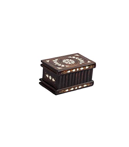 Tubibu - Caja mágica exclusiva del tesoro dentro del rompecabezas Secret hecha a mano con incrustaciones de nácar de madera de nogal, madreperla auténtica (21 x 13 x 12 cm)