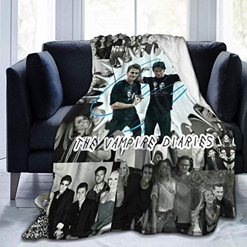 Vampire Diaries Gifts Warm Throw Blanket Stefan Elena Kissing Poster Vampire Diaries TV Show Merch for Bed Chair Couch Living Room Decoration Travel Camping Picnic Vampire Diaries Gifts for Fans