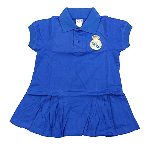 Vestido Real Madrid - Niña - Azul Marino - Producto Bajo Licencia - Personalizable Nombre (24 Meses)