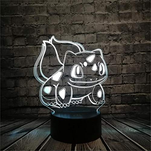 WoloShop Lampara LED Pokémon Bulbasaur Cambia Color USB Luz Nocturna