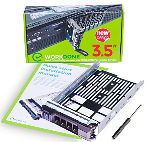 WorkDone Portaunidades HDD Caddy 3.5” para DELL PowerEdge - 11-13.ª Gen de servidores - SAS SATA Adaptador Trineo - Bandeja Cambio en Caliente - de Alta Actividad - Fácil Instalación