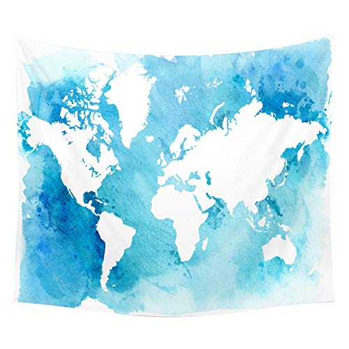 World Map Tapestry Map Fabric Wall Hanging Decor Watercolor Map Letter Polyester Table Cover Yoga Beach Towel 150x100CM