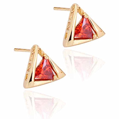 Yazilind Encanto chapado en oro Triángulo Diseño cortada rojo cúbico Circonita Pendientes Pequeños Mini semental Mujeres
