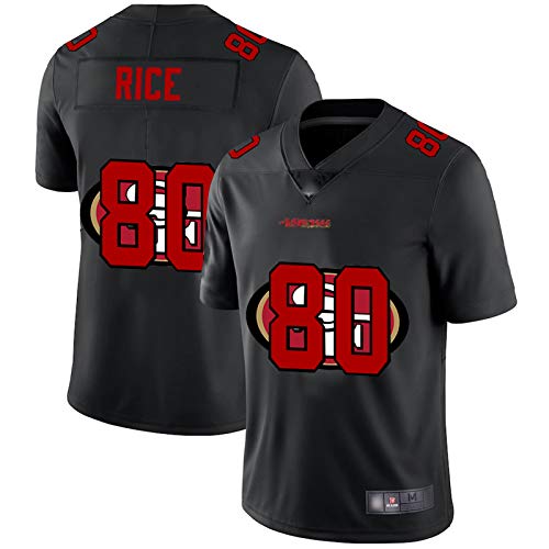 ZHMIAO Arroz 49ers Mens Rugby Camiseta de 80#, Fútbol Americano Sportswear Hombre Jersey Camiseta De Entrenamiento Transpirable Red- L(180~185)