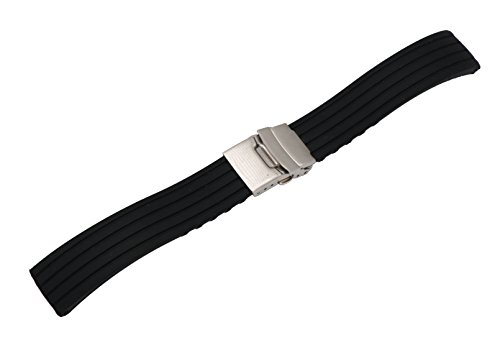 16mm glamour negro reloj de pulsera de caucho línea de corriente de sustitución correa de silicona para el reloj del deporte femenino