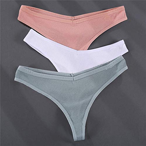 3 unids/set G-string bragas algodón ropa interior ropa interior bragas femenino calzoncillos thong pantys de color sólido (Color : Set 12, Size : Medium)
