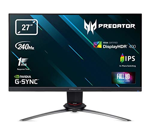 Acer Predator XB273GX - Monitor Gaming de 27" Full HD 240 Hz (1920 x 1080, Pantalla IPS LED, NVIDIA G-Sync, ZeroFrame, ComfyView, 400 nits, 240Hz, Tiempo de Respuesta 1 ms, 2xHDMI) - Color Negro
