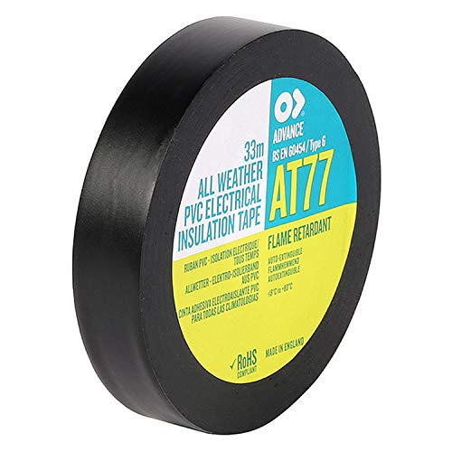 Advance Tapes AT0077 Series AT77 - Cinta aislante de PVC para todo tipo de clima, color negro, 25 mm x 20 m, núcleo de 25 mm, 36 unidades