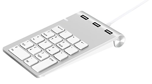 Alcey Teclado Numérico USB con Combo de Concentrador USB para iMac, MacBook Air, MacBook Pro, MacBook, Mac Mini, PCs y Laptops