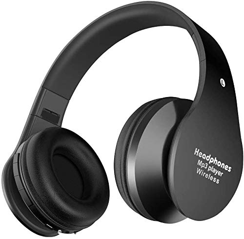 Alitoo Auriculares Bluetooth Inalámbricos,Cascos Bluetooth Plegable con Micrófono Manos Libres y Hi-Fi Sonido Estéreo 12 Horas Reproducción de Música Orejeras de Memoria Suave(Negro)