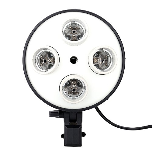 Andoer 4 en 1 E27 Base Enchufe Luz de la Lámpara Adaptador de Soporte de Lámpara para Video Estudio Softbox
