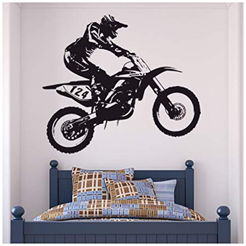 azutura Dirt Bike Trick Vinilos Moto de Motocross Pegatina Decorativos Pared Dormitorio de los Muchachos Decoración Disponible en 5 tamaños y 25 Colores Extra pequeño Negro