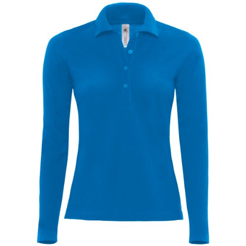 B&C Womens Safran Pure Long Sleeve Polo, Azul (Royal Blue 000), 40 (Talla del Fabricante: Medium) para Mujer