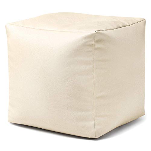 Bean Bag Bazaar Cubo Puf de Piel Sintético - Escabel - 38cm x 38cm, Puff Reposapiés