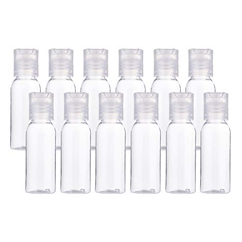 BENECREAT 24 Pack 30ml Botellas Transparente de Viaje para Cosmético con Tapa Presión Contenedores Vacíos de Plástico Pet para Jabón de Manos Limpiador Facial, Botellas Recargables y Portátil