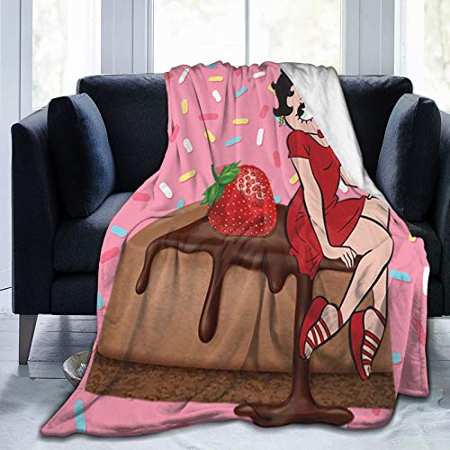 Betty Boop - Manta reversible de lujo, súper suave, cálida, con reverso de terciopelo de felpa, 125 x 150 cm