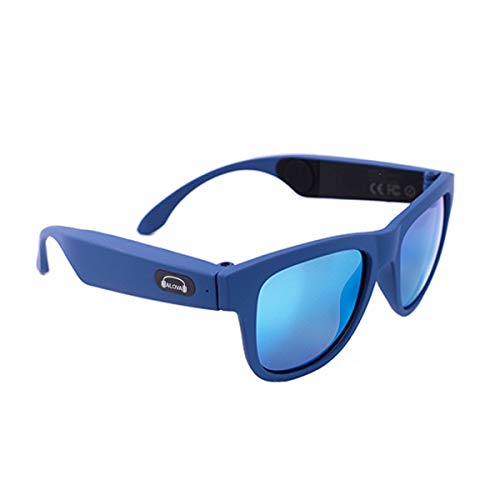 B&H-ERX Gafas de Sol inalámbricas con Bluetooth, música de oído Abierto y Llamadas Manos Libres, para Hombres y Mujeres, Lentes polarizadas, compatibles con iPhone/Android,Azul