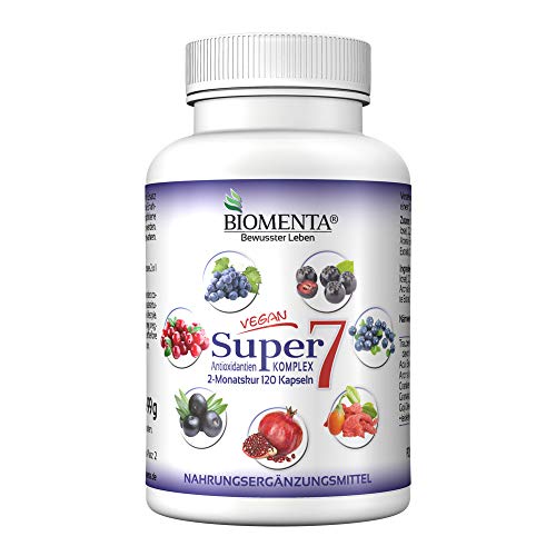 BIOMENTA SUPER7 - Antioxidantes Complejo | con opc, Cranberry, Goji, Aronia, Granada, ACAI, Blueberry 120 cápsulas 2 meses de curación